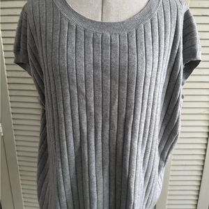Gray Ribbed Knit Sweater